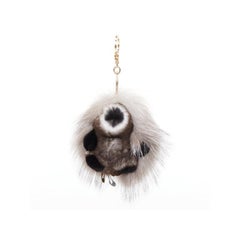 LORO PIANA 100% mink fur My Istrice brown cream Porcupine bag charm keyring