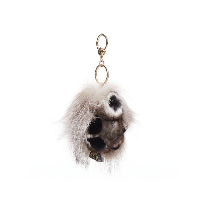 LORO PIANA 100% mink fur My Istrice brown cream Porcupine bag charm keyring