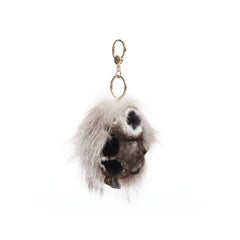LORO PIANA 100% mink fur My Istrice brown cream Porcupine bag charm keyring