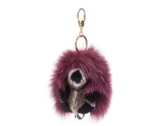 LORO PIANA 100% fourrure de vison Mon Istrice violet marron Porte-clés en forme de charme pour sac à dos Porc-épic