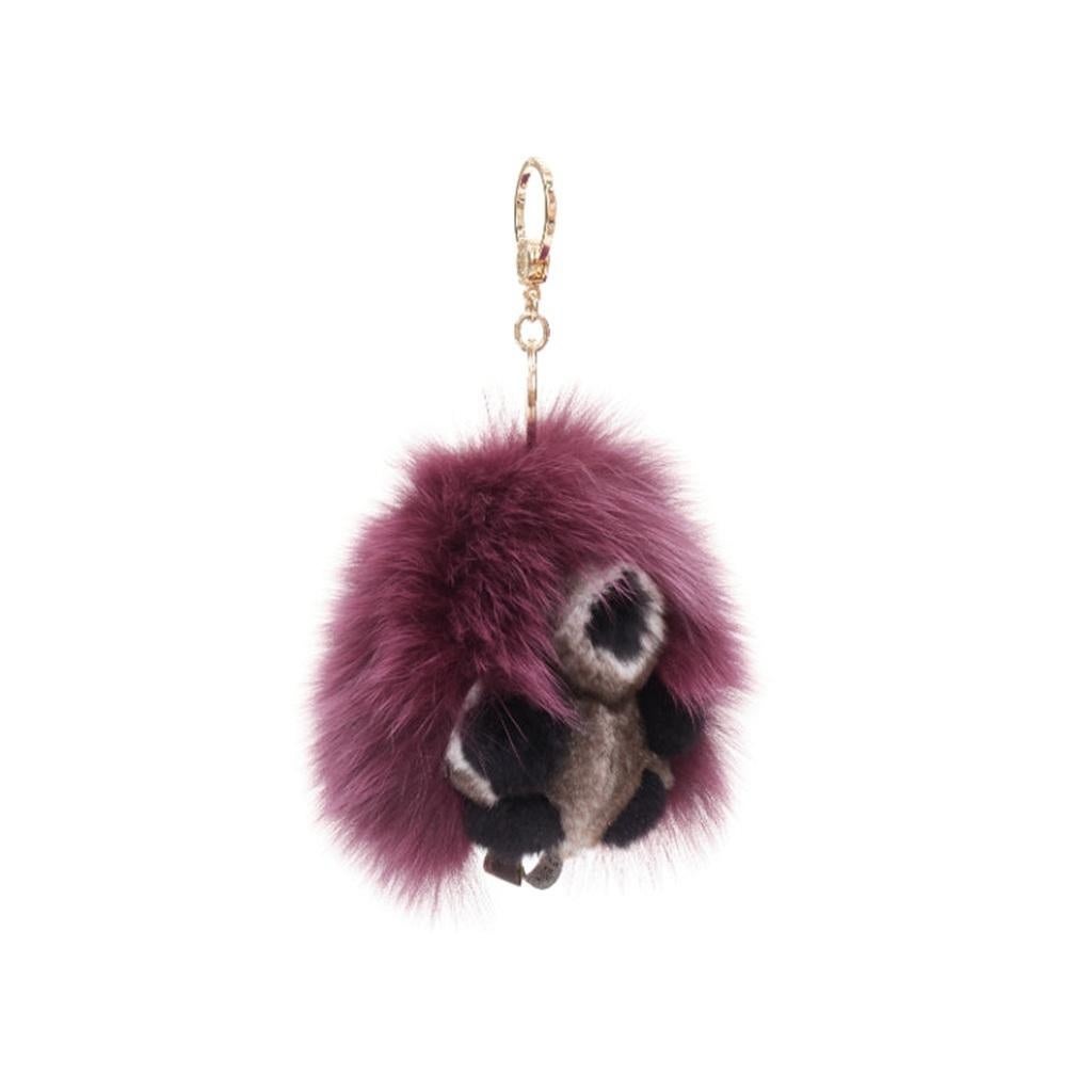 LORO PIANA 100% mink fur My Istrice purple brown  Porcupine bag charm keyring