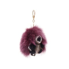 LORO PIANA 100% mink fur My Istrice purple brown  Porcupine bag charm keyring