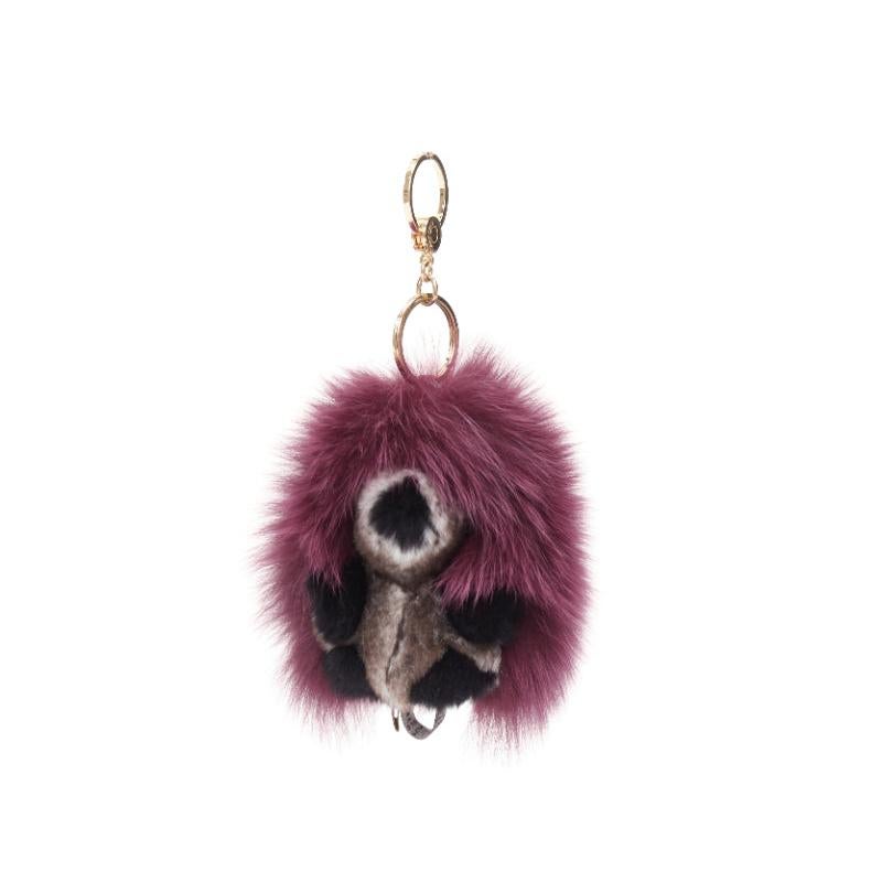 LORO PIANA 100% mink fur My Istrice purple brown  Porcupine bag charm keyring