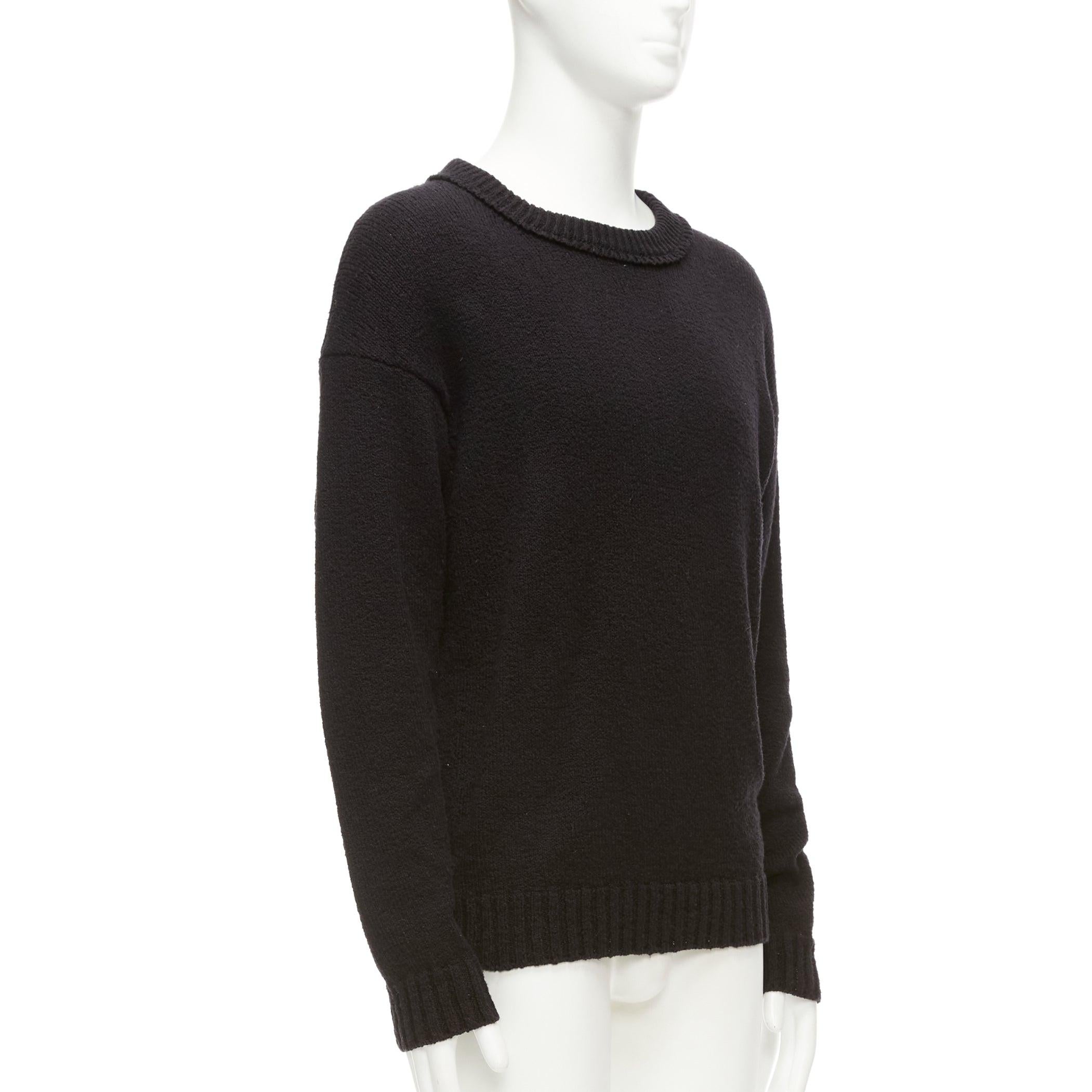 Black LORO PIANA 2021 Hiroshi Fujiwara black cotton logo tab round neck knit sweater M For Sale