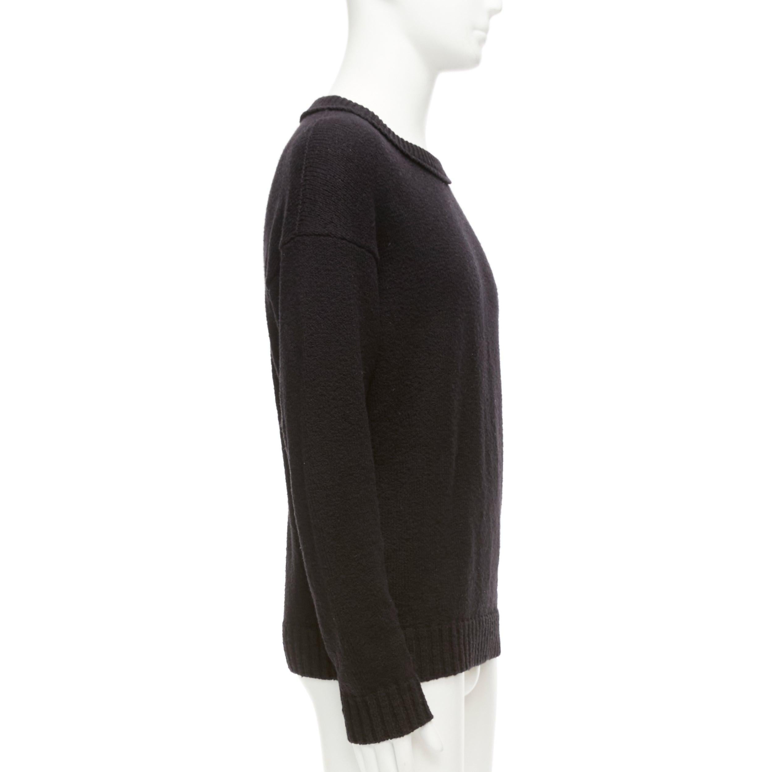 Men's LORO PIANA 2021 Hiroshi Fujiwara black cotton logo tab round neck knit sweater M For Sale