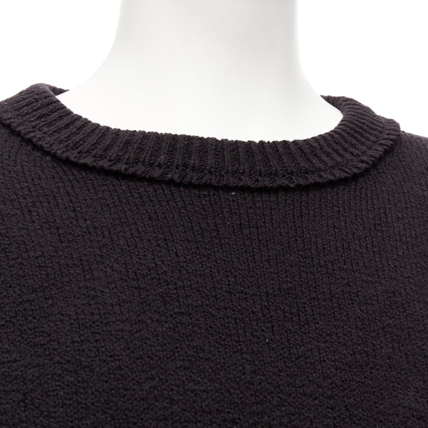 LORO PIANA 2021 Hiroshi Fujiwara black cotton logo tab round neck knit sweater M For Sale 3