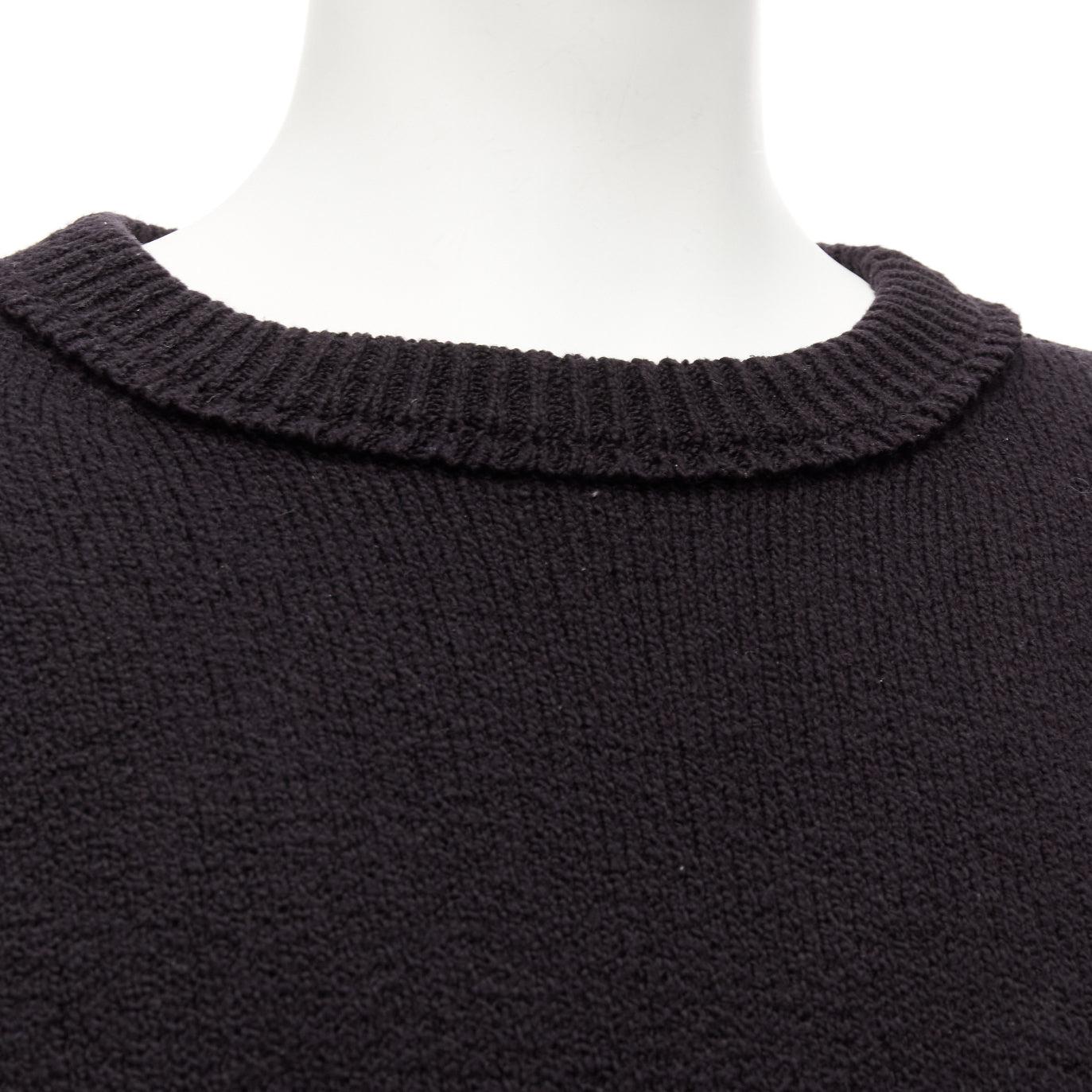 LORO PIANA 2021 Hiroshi Fujiwara black cotton logo tab round neck knit sweater M For Sale 2
