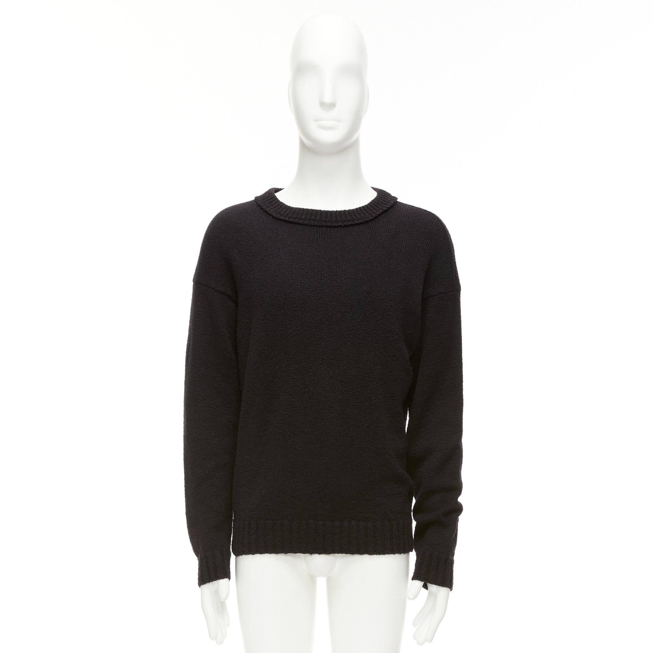 LORO PIANA 2021 Hiroshi Fujiwara black cotton logo tab round neck knit sweater M For Sale 5
