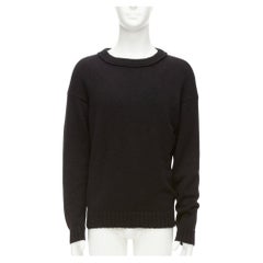 LORO PIANA 2021 Hiroshi Fujiwara black cotton logo tab round neck knit sweater M
