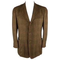 LORO PIANA 42 Manteau de sport à revers échancré en cachemire à carreaux marron