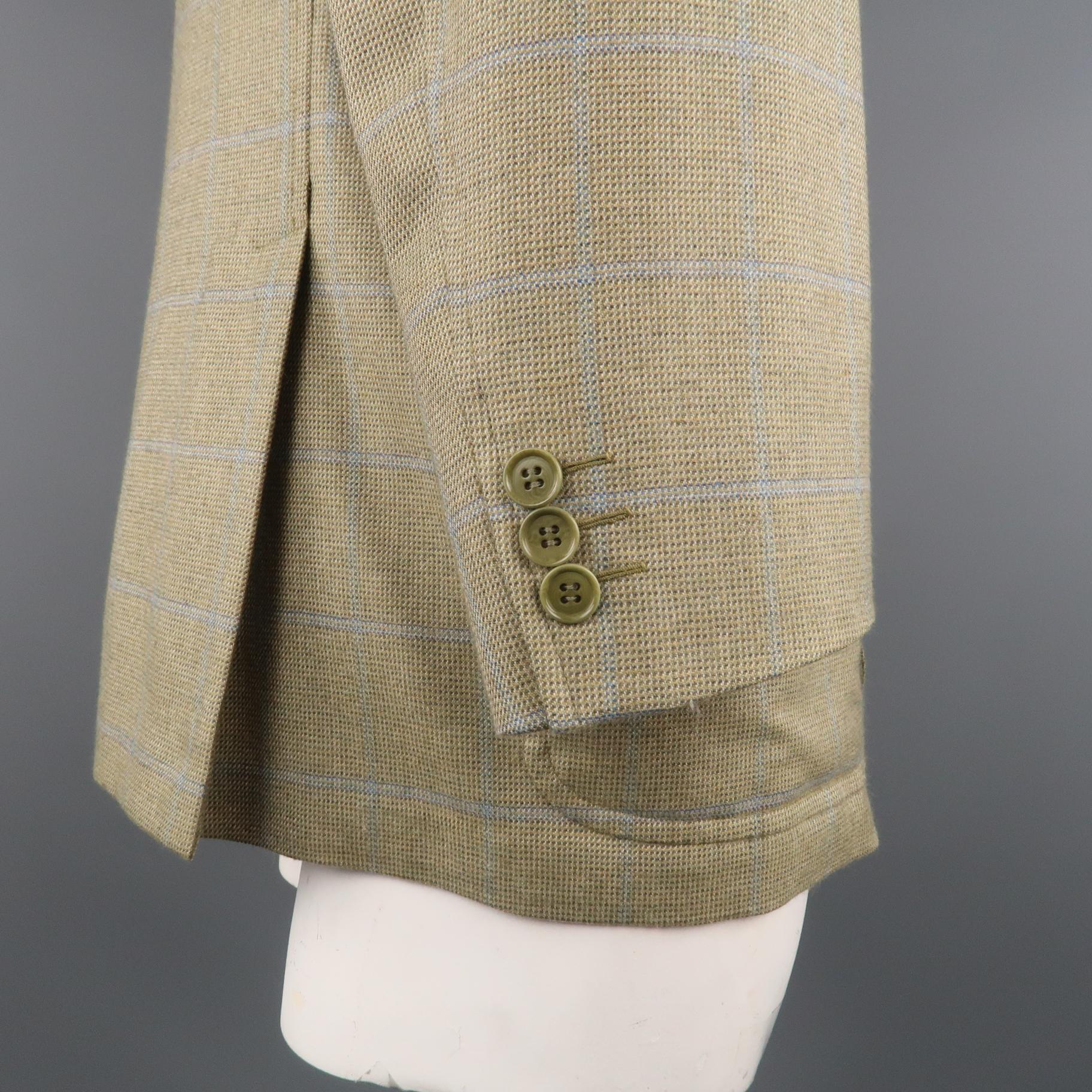 LORO PIANA 42 Green & Blue Plaid Cashmere Notch Lapel Sport Coat 4