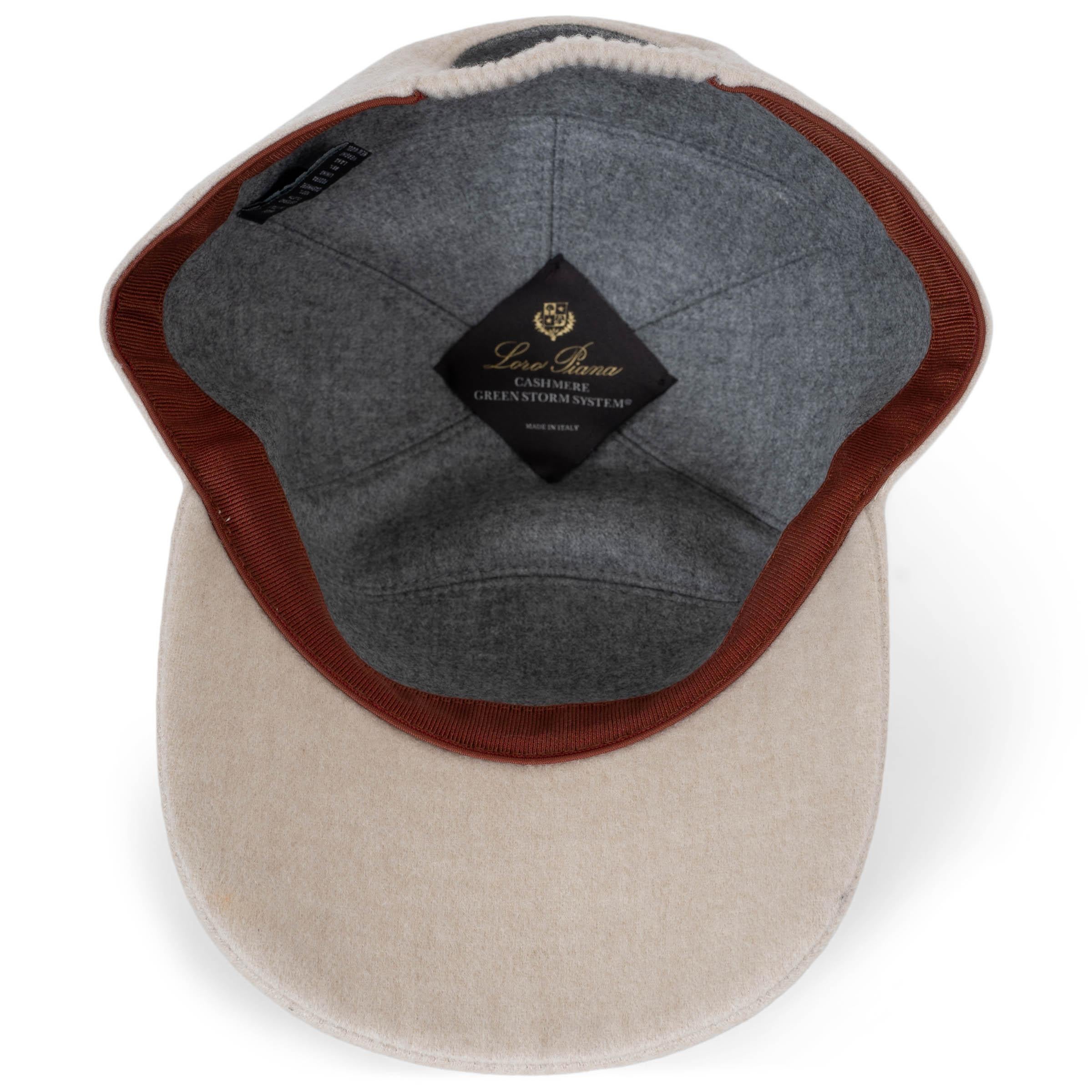 Chapeau de baseball antique LORO PIANA beige papier cashmere S en vente 1