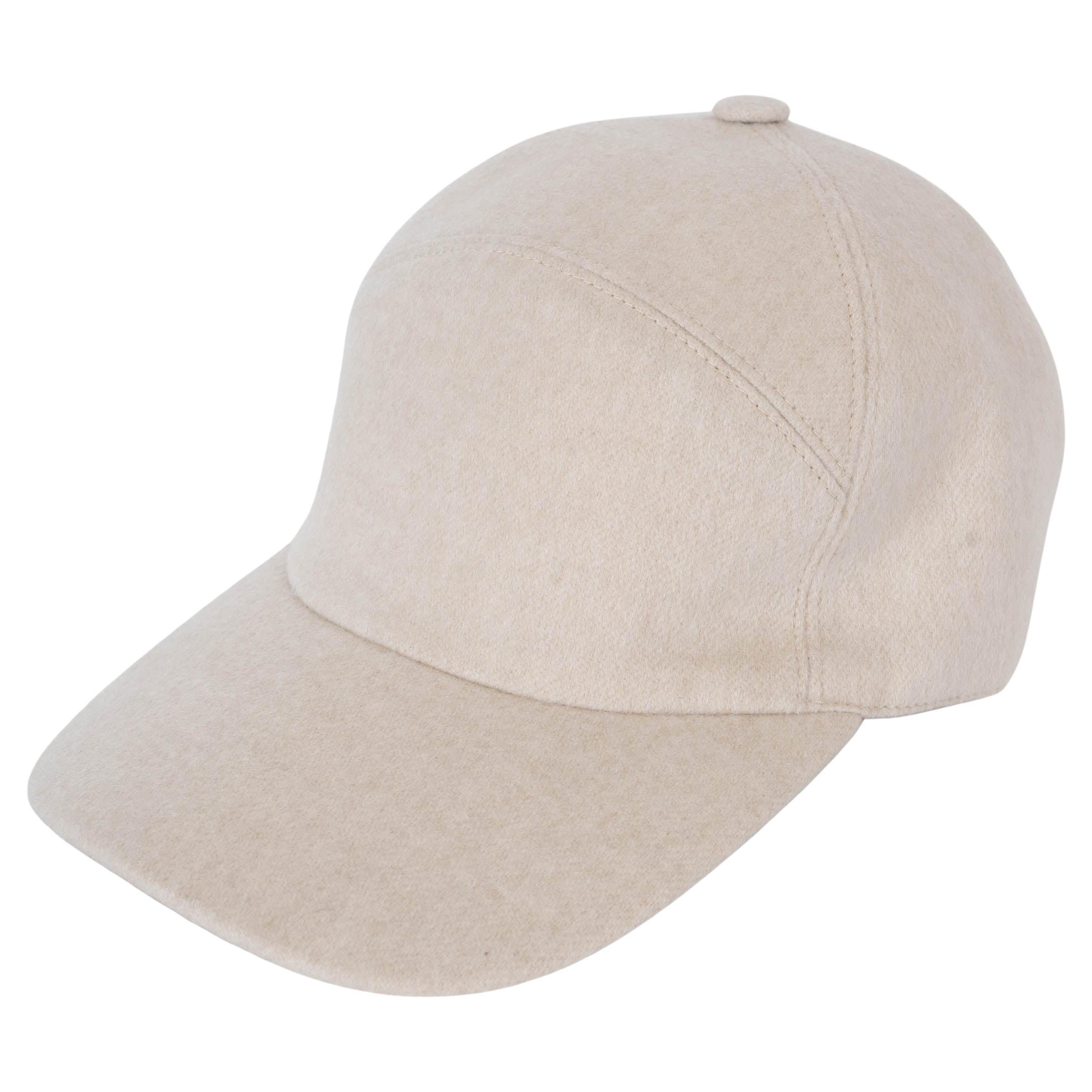 Chapeau de baseball antique LORO PIANA beige papier cashmere S en vente