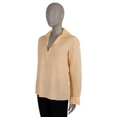 LORO PIANA apricot orange linen COLLARED Shirt 44 L