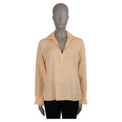 LORO PIANA apricot orange linen COLLARED Shirt 44 L