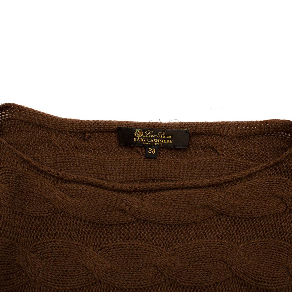 Loro Piana Baby Cashmere Brown Cable Knit Jumper - Size US 0  For Sale 5