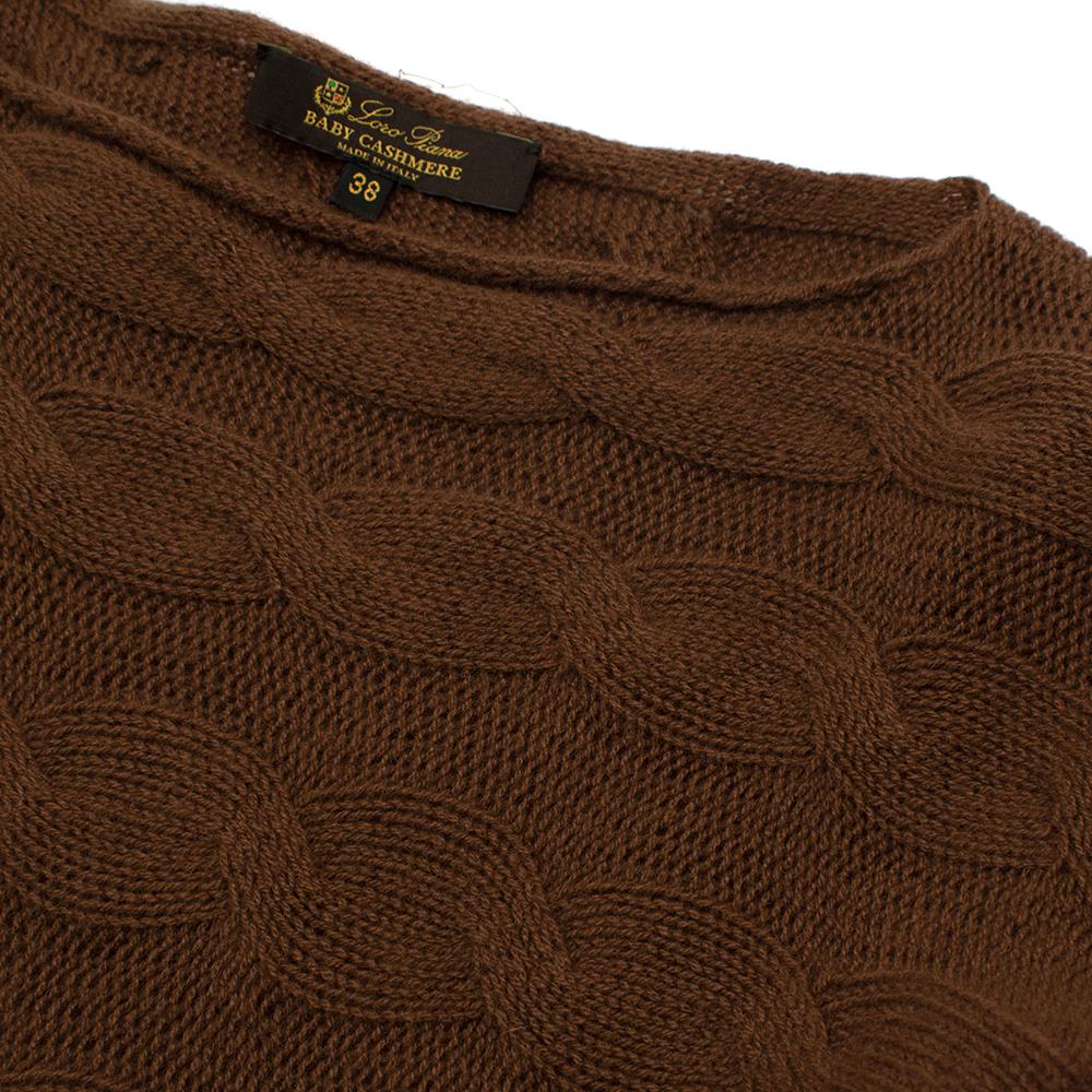 Loro Piana Baby Cashmere Brown Cable Knit Jumper - Size US 0  For Sale 3