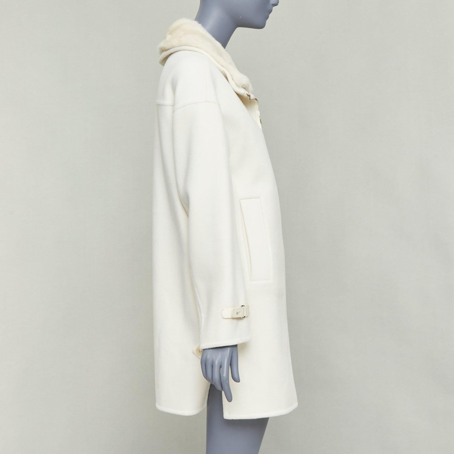 LORO PIANA Baby Kaschmir Jubiläum Double Face Kaschmir Lammfell Fellkragen Mantel S im Angebot 5