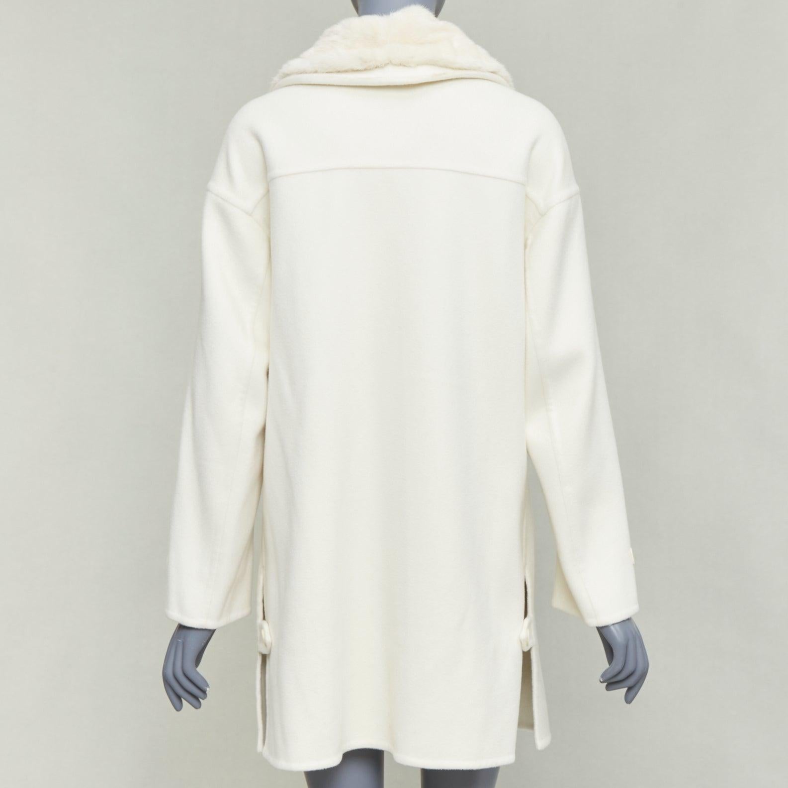 LORO PIANA Baby Kaschmir Jubiläum Double Face Kaschmir Lammfell Fellkragen Mantel S im Angebot 6