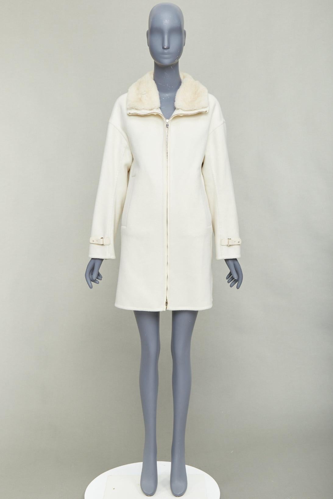 LORO PIANA Baby Kaschmir Jubiläum Double Face Kaschmir Lammfell Fellkragen Mantel S im Zustand „Gut“ im Angebot in Hong Kong, NT