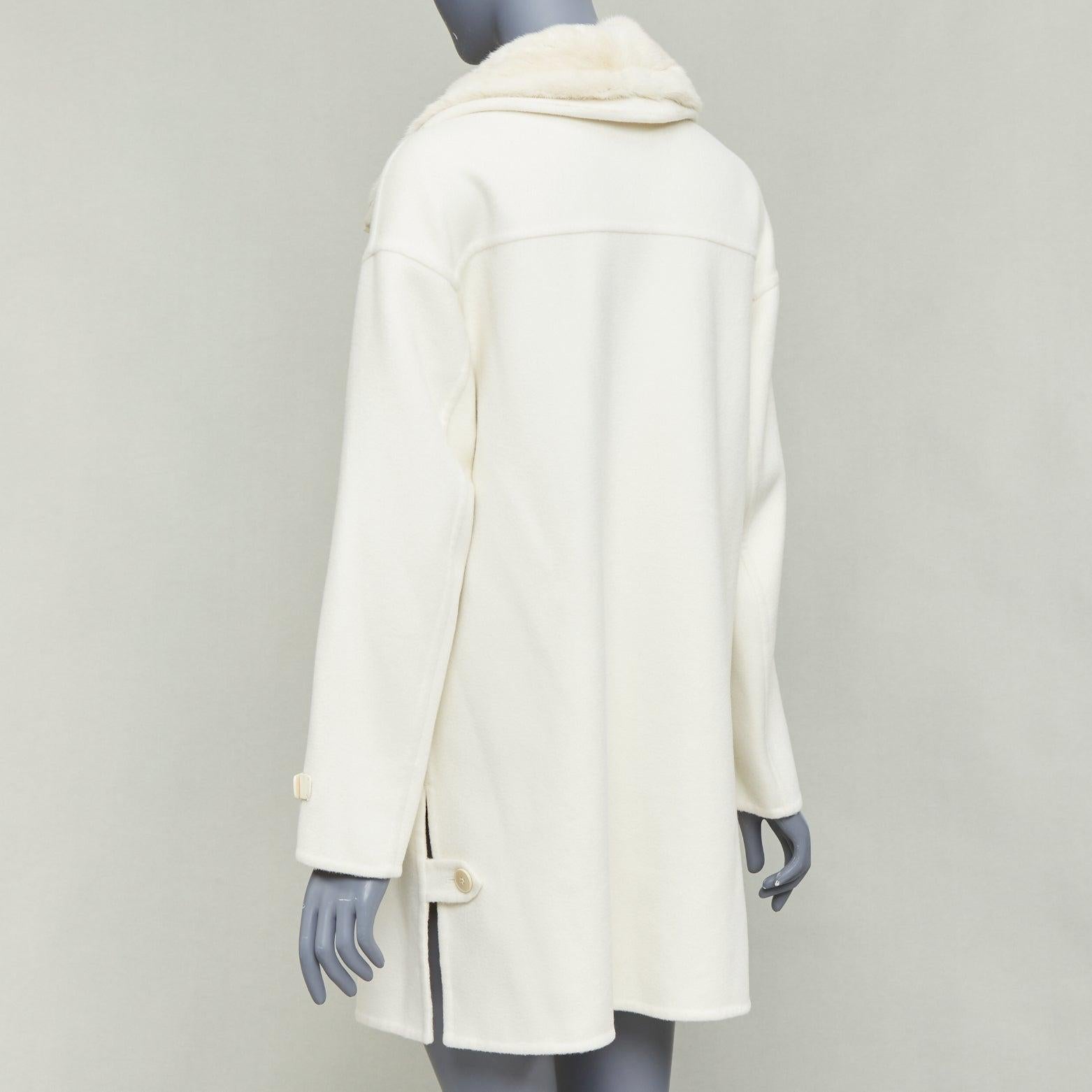 LORO PIANA Baby Kaschmir Jubiläum Double Face Kaschmir Lammfell Fellkragen Mantel S Damen im Angebot