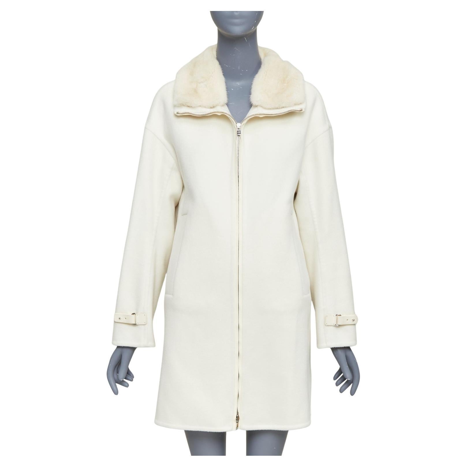 LORO PIANA Baby Cashmere Jubilee double face cashmere lambskin fur collar coat S