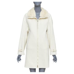 LORO PIANA Baby Cashmere Jubilee double face cashmere lambskin fur collar coat S