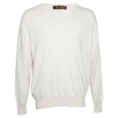 Loro Piana, Jersey de cachemira bebé con cuello de pico en blanco