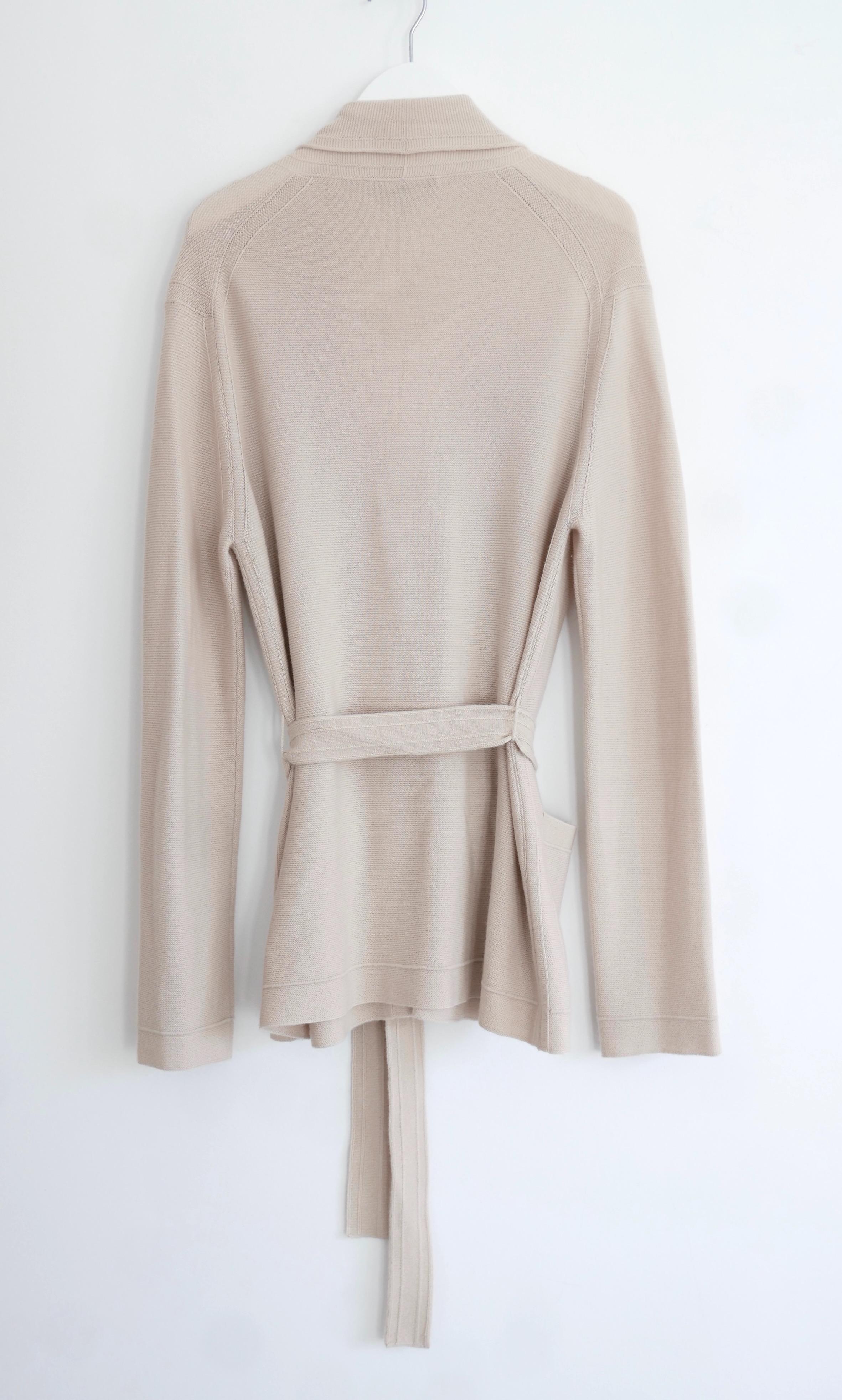 Donna Giacca Cardigan Loro Piana Beige Baby Cashmere con Cintura in vendita