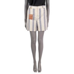 LORO Piana beige & blue cotton & linen STRIPED BERMUDA Shorts Pants 38 XS