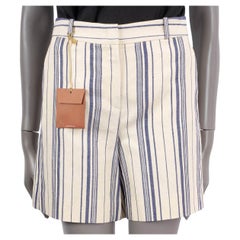 LORO Piana beige & blue cotton & linen STRIPED BERMUDA Shorts Pants 38 XS
