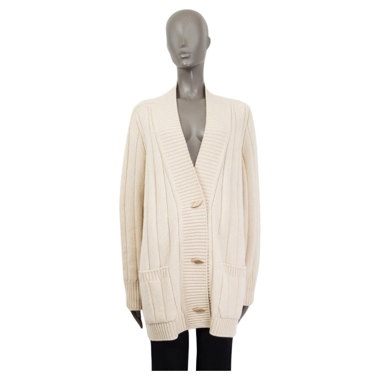 LORO PIANA  beige cashmere 2021 DUCA D'AOSTA OVERSIZED Cardigan Sweater XL For Sale