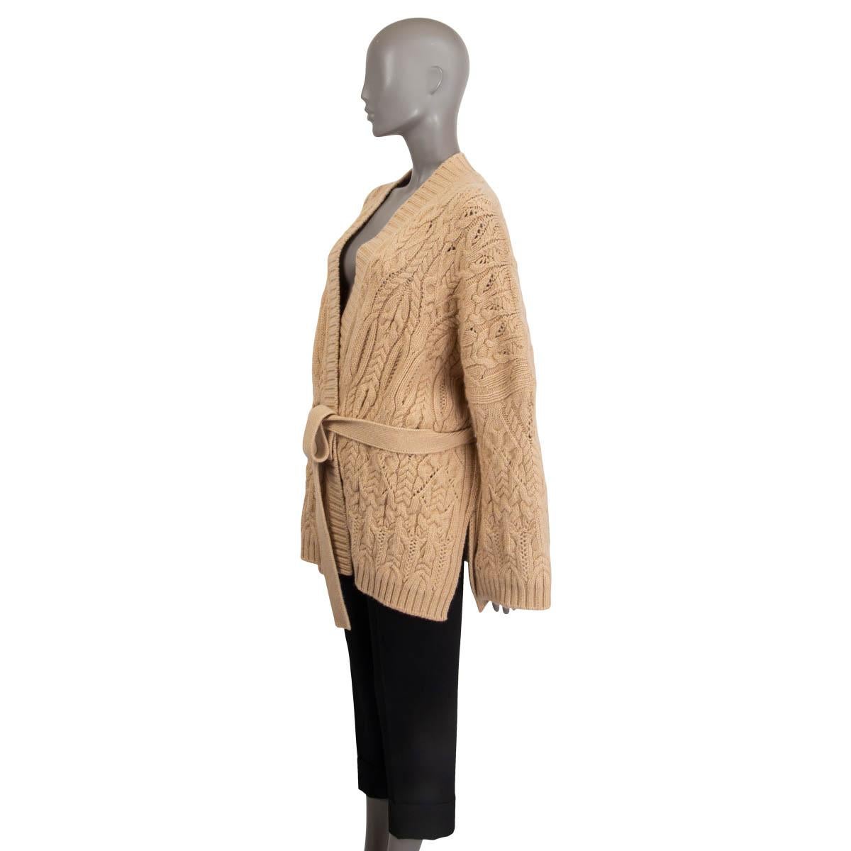 LORO PIANA beige cashmere FINSBURY BELTED WRAP Cardigan Sweater XL For ...