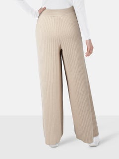 Loro Piana Beige Cashmere Knit Wide Leg Trousers Size XL