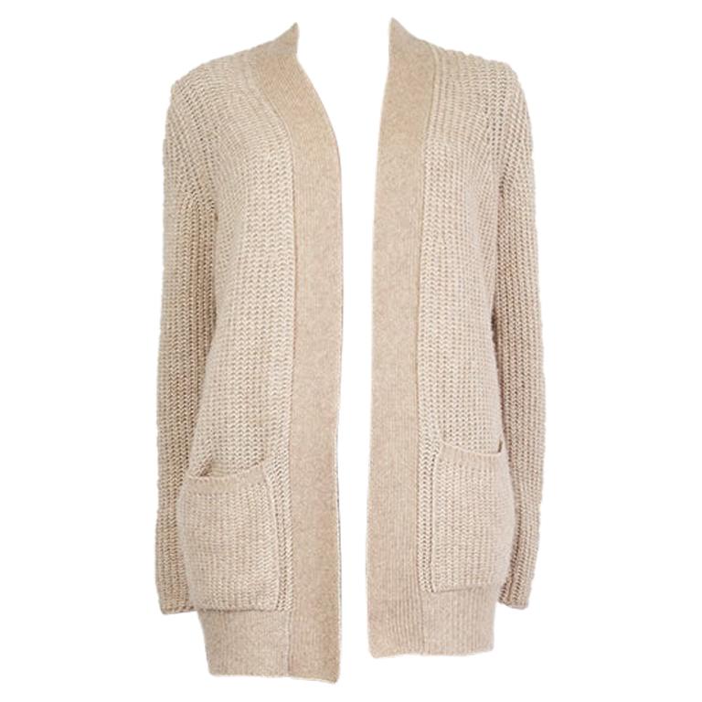 LORO PIANA beige cashmere & silk Open Cardigan Sweater 38 XS For Sale