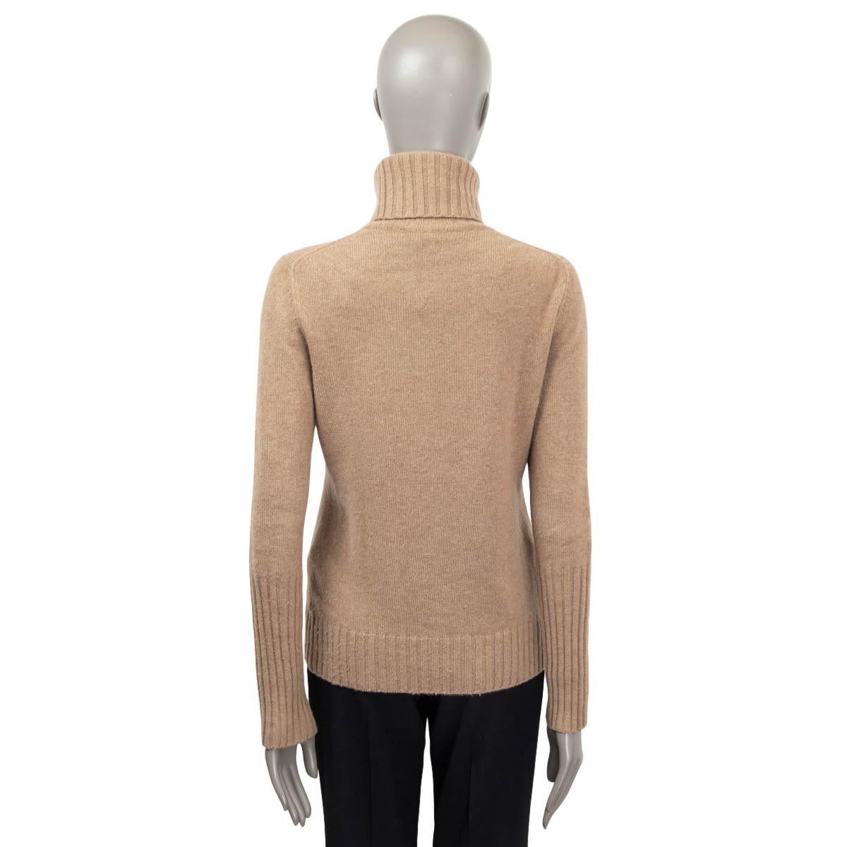 Women's LORO PIANA beige cashmere TURTLENECK Sweater 42 M For Sale