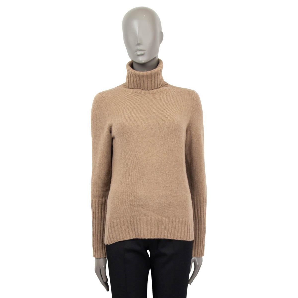 LORO PIANA beige cashmere TURTLENECK Sweater 42 M
