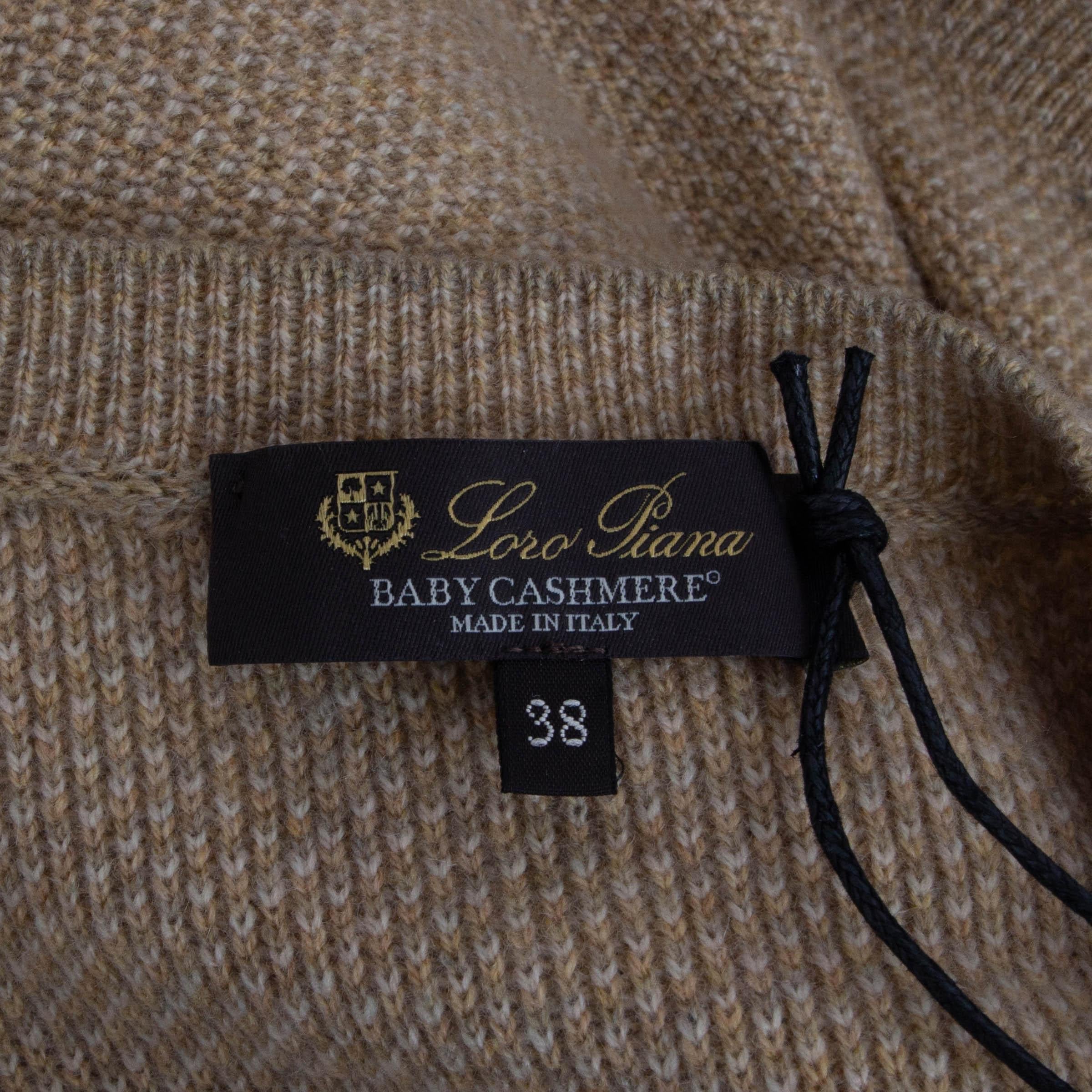 LORO PIANA beige cashmere2023 Crewneck Sweater 38 XS For Sale 1