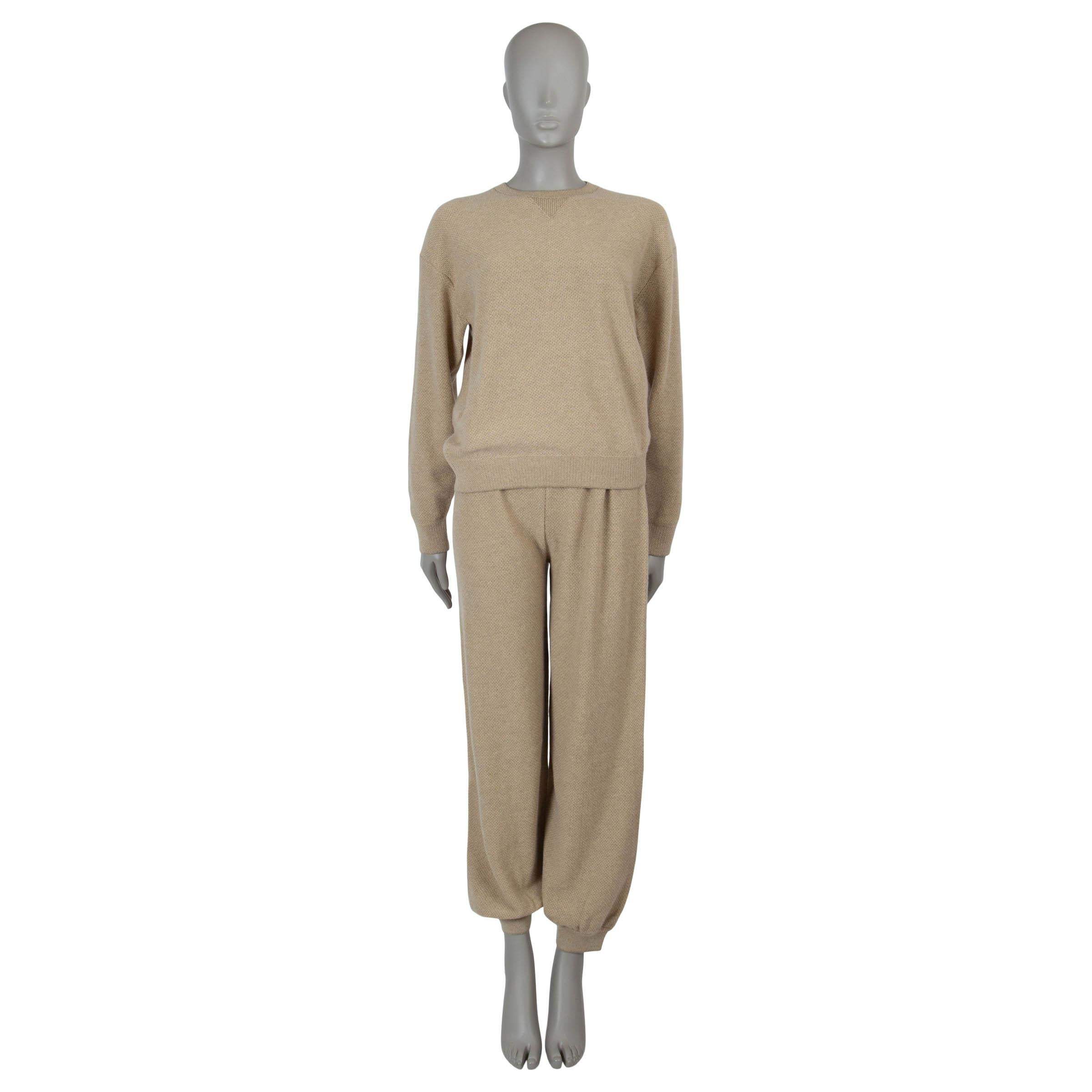 LORO PIANA beige cashmere2023 Crewneck Sweater 38 XS For Sale 2