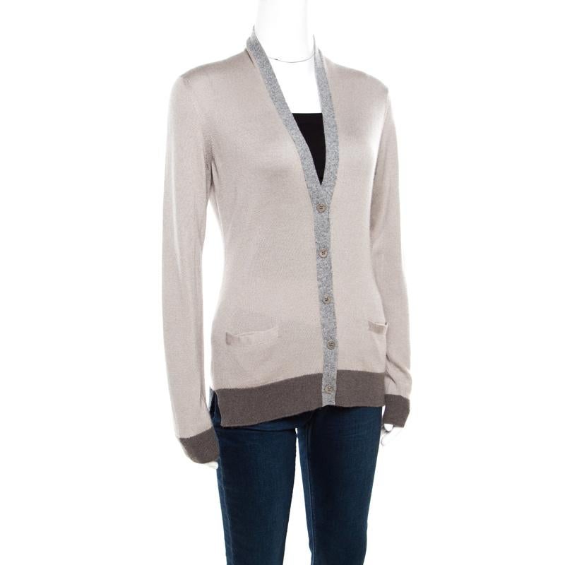 This cardigan from Loro Piana is one item your closet will love. Made from cashmere and silk, it has full sleeves, contrast rib trims, and full front buttons. Cut into a style that is feminine and stylish, this number is a must-buy.

Includes: The