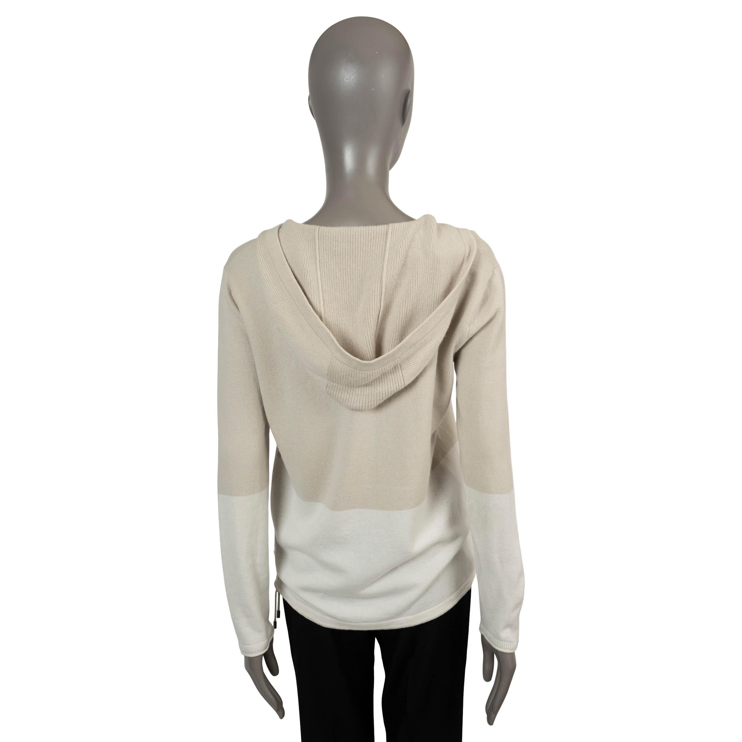 LORO PIANA COLORBLOCK HOODED Pullover Weste aus Kaschmir in Beige & Creme 42 M im Zustand „Hervorragend“ im Angebot in Zürich, CH