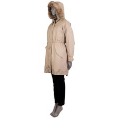 LORO PIANA beige FUR TRIM HOODED Down Parka Coat Jacket 40 S
