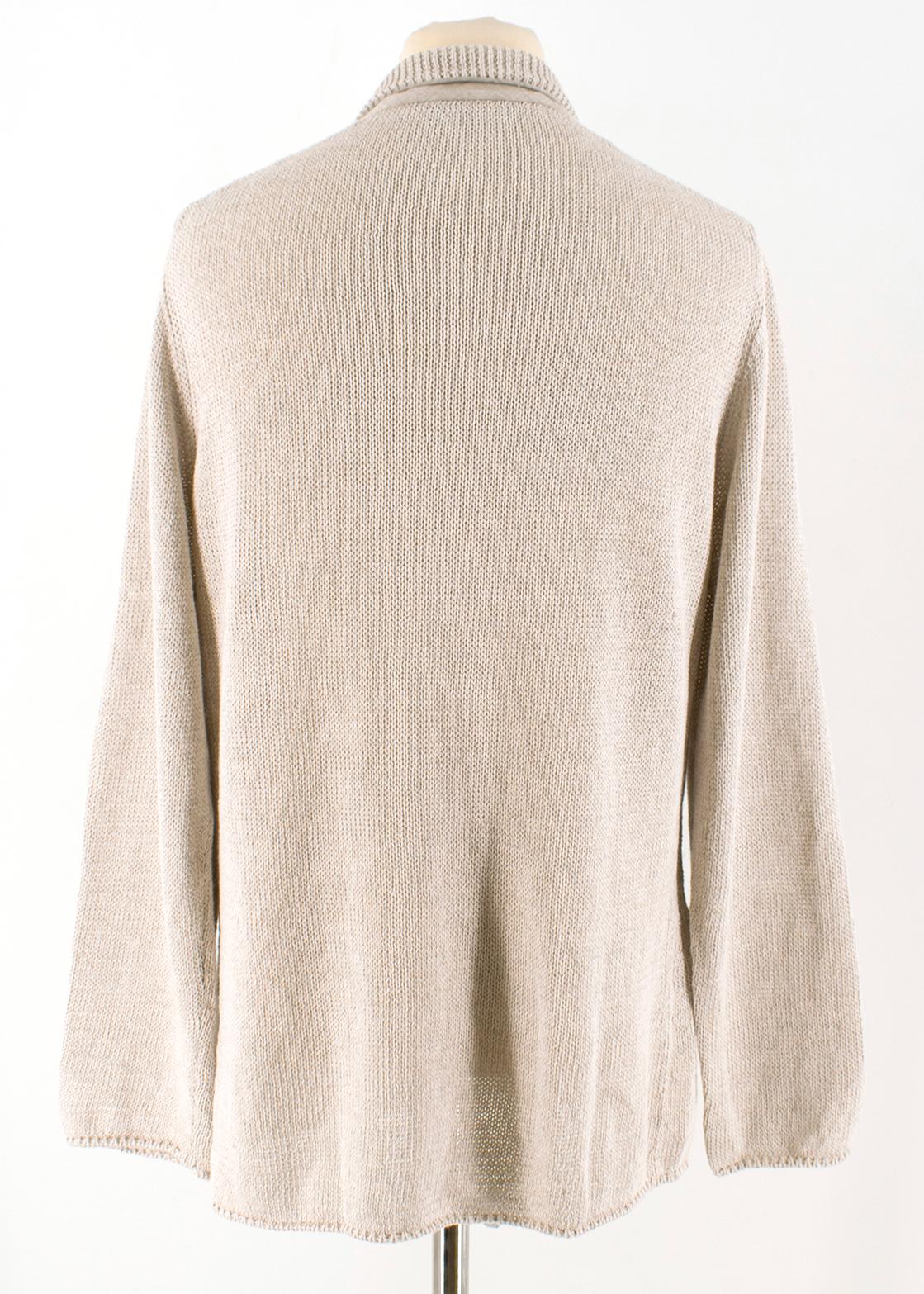 Loro Piana Beige Knit Cardigan SIZE IT 52 In Excellent Condition In London, GB