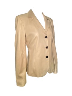 Loro Piana Beige Leather Blazer, 2000s