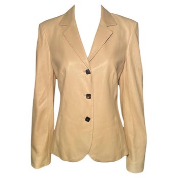 Loro Piana Beige Leather Blazer, 2000s