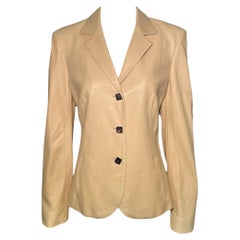 Blazer en cuir beige de Loro Piana, années 2000