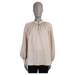LORO PIANA beige linen 2024 MOLLY PEASANT Blouse Shirt 38 XS