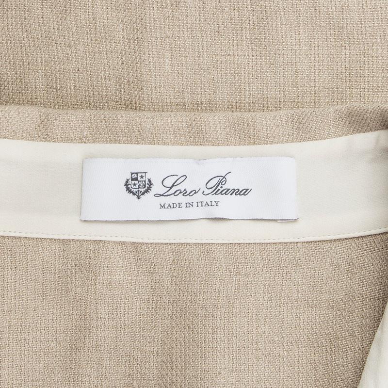 Women's LORO PIANA beige linen SHORT SLEEVE SHIRT Dress 44 L