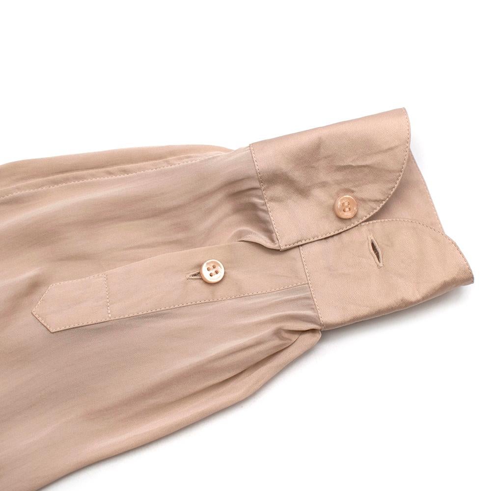 Women's Loro Piana Beige Silk Satin Pleated Shirt - Size US 4 For Sale