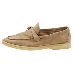 Loro Piana Beige Suede Summer Charms Walk Loafers Size 42